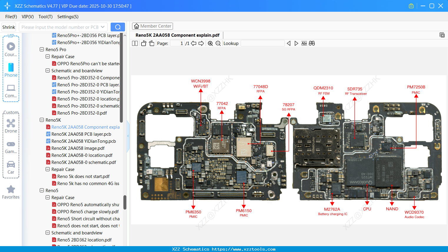 OPPO Reno5K 2AA058 Component Explain